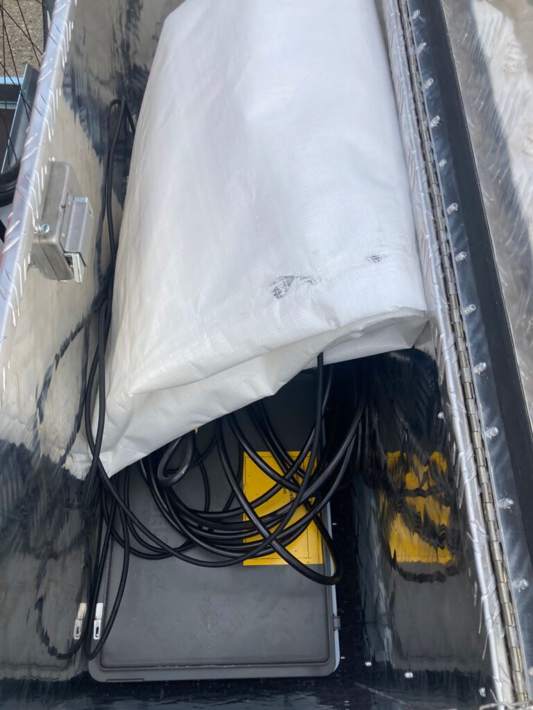 Beschermhoes om het meeste vuil van de fietsen te houden.